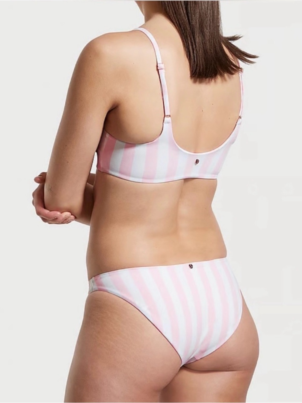 Victoria's Secret - Pink and White - Striped Bikini Bottom - Small